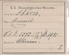 Etiketten zu Cerussit (NHMW-MIN-Ab6536)